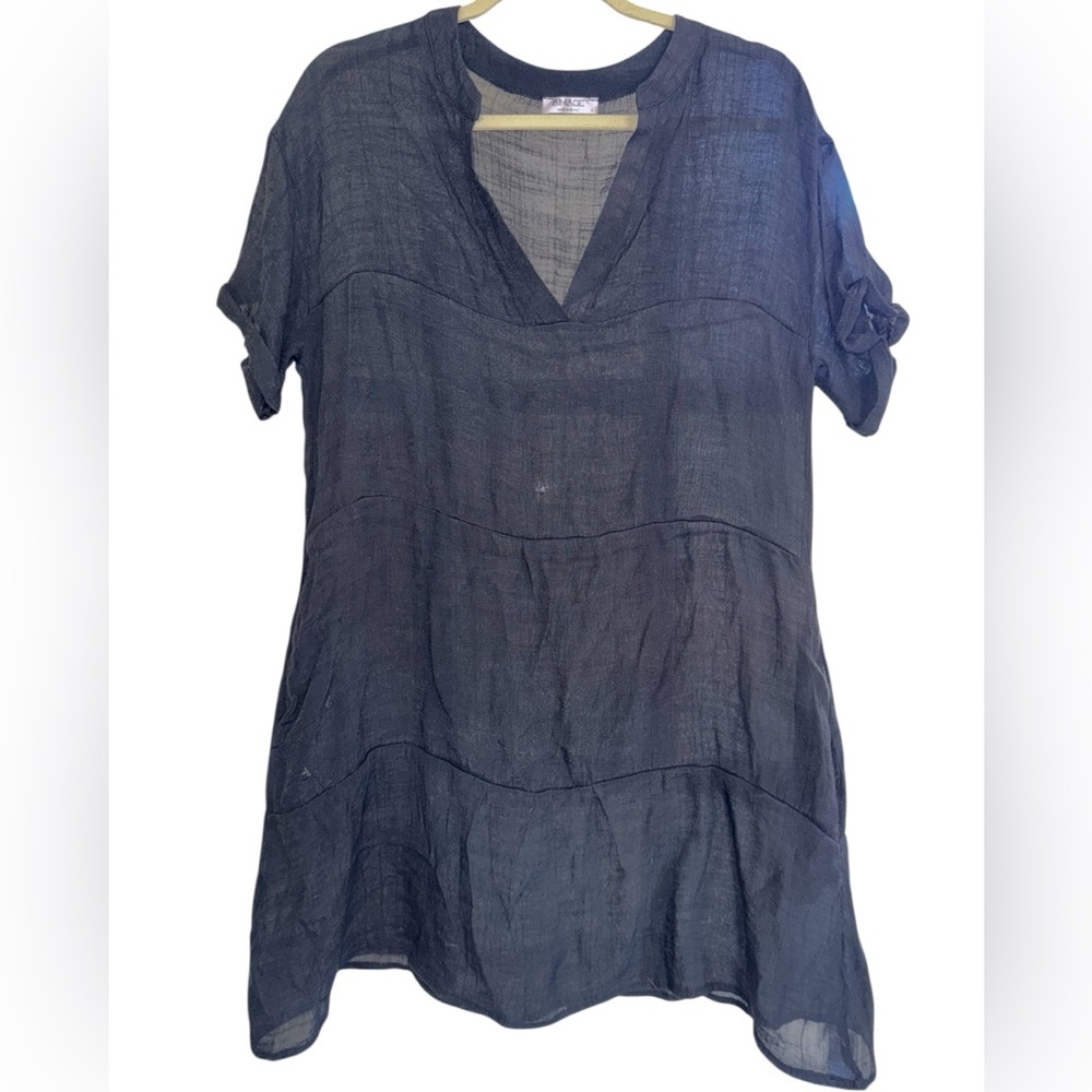 Black V-Neck Swim Cover Up Dress S